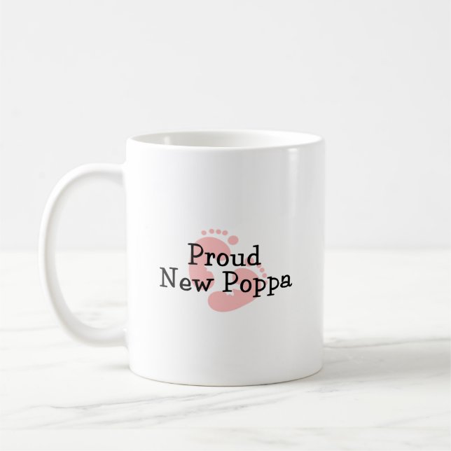 Proud New Poppa Baby Girl Footprints Kaffeetasse (Links)