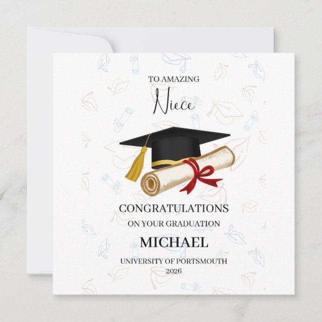 Proud Niece Graduation Personalized Karte (Vorderseite)