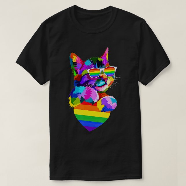 Proud Niedlich Cat Pride LGBT Transgender Flag Her T-Shirt (Design vorne)