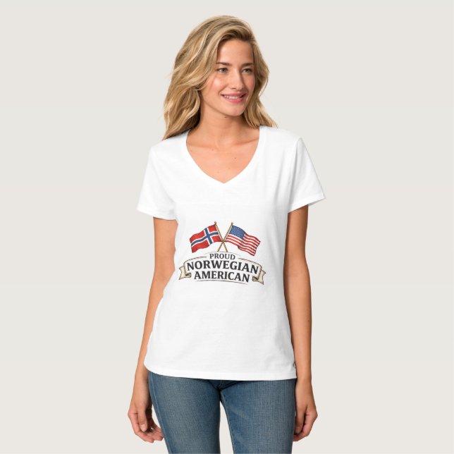 Proud Norwegian American Womens T-Shirt (Vorderseite Vollansicht)