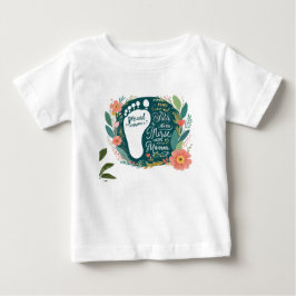 Proud Nurse Mama - Floral Baby Footprint Design T-shirt