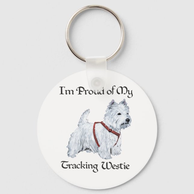 Proud of My Tracking Westie Schlüsselanhänger (Vorderseite)