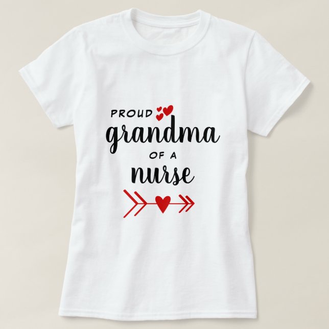 Proud Oma a Nurse Red Hearts T-Shirt (Design vorne)