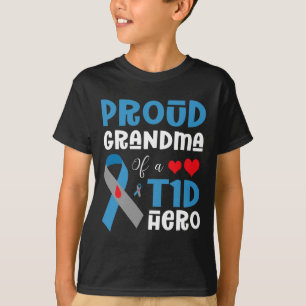 Proud Oma A T1d Hero Typ 1 Diabetes Awaren T-Shirt