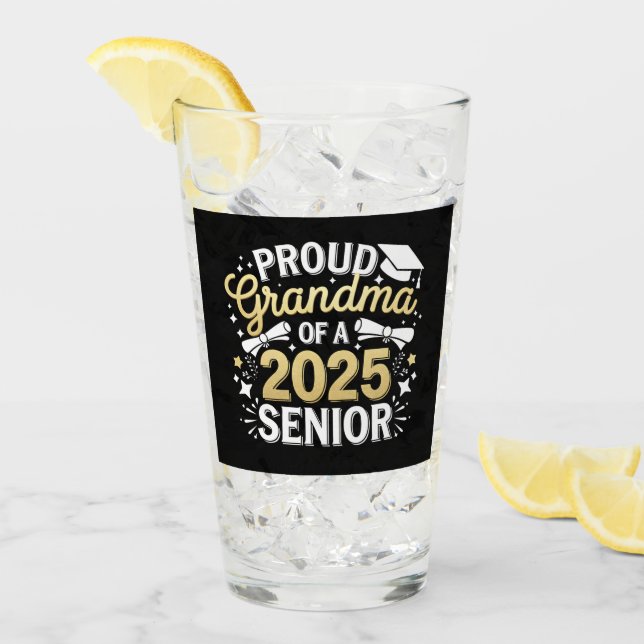 Proud Oma eines Abschlusses mit Abschluss 2025 Gol Glas (Vorderseite Ice)
