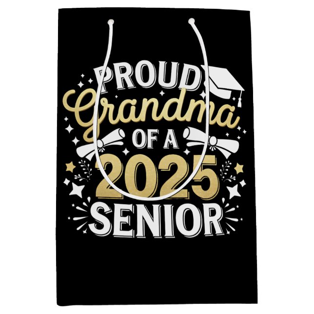 Proud Oma eines Abschlusses mit Abschluss 2025 Gol Mittlere Geschenktüte (Vorderseite)