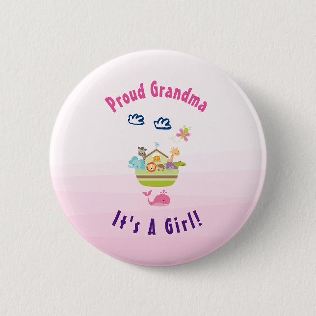 Proud Oma Es ist ein Tiergarten für Mädchen Button (Vorderseite)