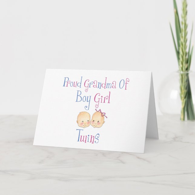 Proud Oma of Boy Girl Twins Karte (Vorderseite)