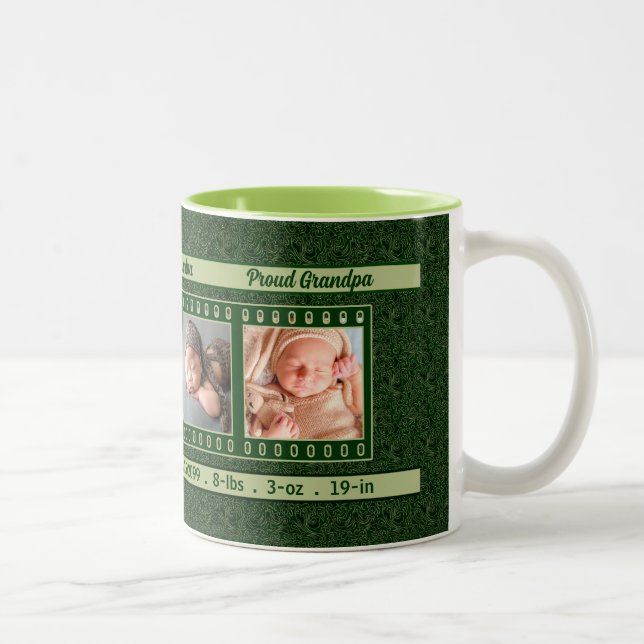 Proud Opa 4 Foto Tasse Tief Vintag grün (Rechts)