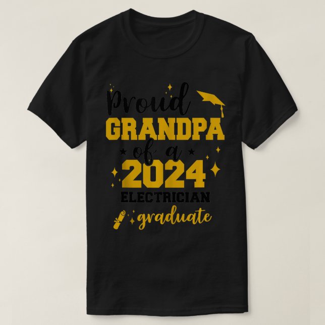 Proud Opa of 2024 Electrician Graduate Senior T-Shirt (Design vorne)