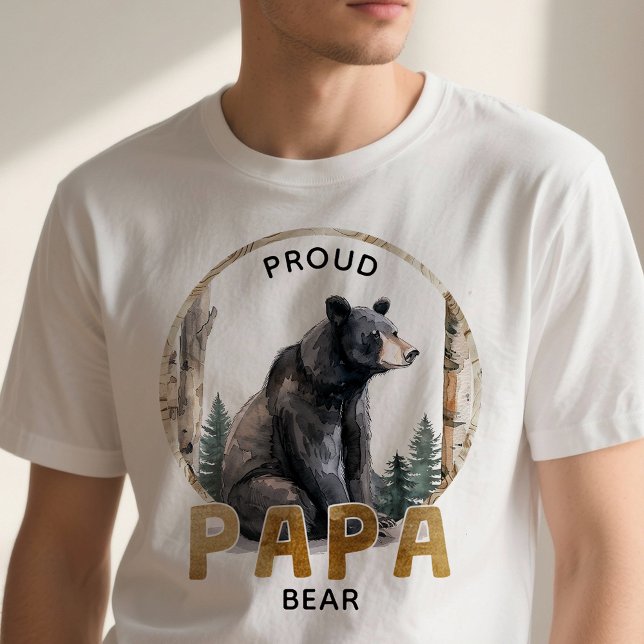 Proud Papa Bear Woodland Family T - Shirt (Papa Bear T-Shirt)