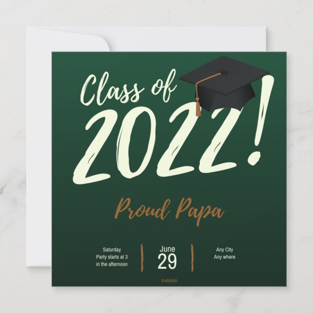 Proud Papa einer Klasse von 2022 Graduate Abschlus Einladung (Vorderseite)