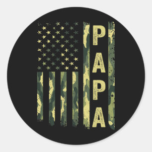 Proud Papa Funny Vathers Day Vater Amerika Flagge Runder Aufkleber