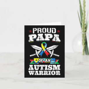 Proud Papa of a Autismus Warrior Awareness Ribbon Karte