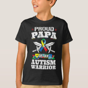 Proud Papa of a Autismus Warrior Awareness Ribbon  T-Shirt