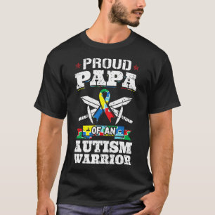 Proud Papa of a Autismus Warrior Awareness Ribbon  T-Shirt