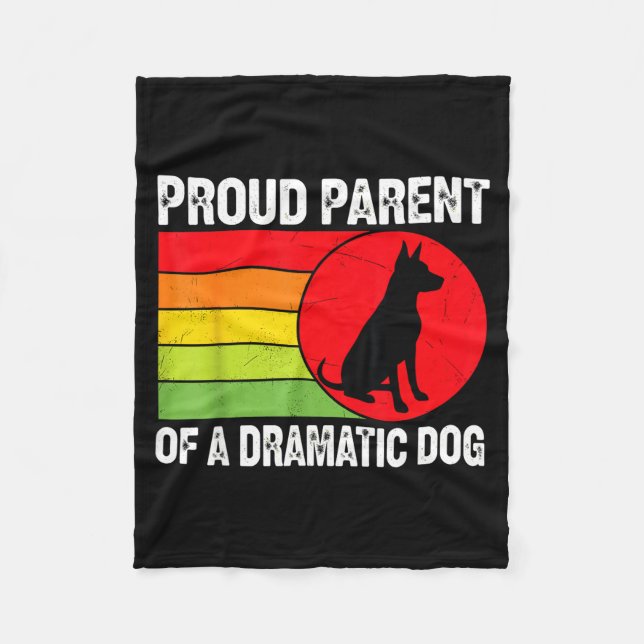 Proud Parent Of A Dramatic Dog Silhouette Retro De Fleecedecke (Vorderseite)
