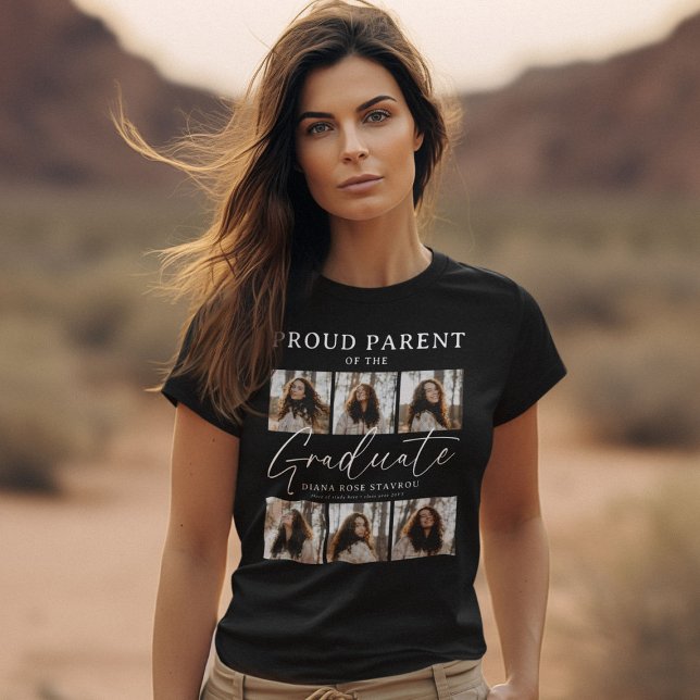 Proud Parent 'Script' Graduate 6 Foto Collage T-Shirt (Von Creator hochgeladen)