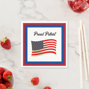 Proud Patriot American Flag, USA Independence Day Serviette