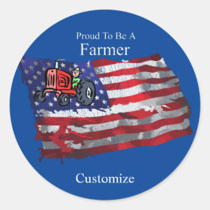Proud Patriotic Bauer Flag Thunder_Cove Runder Aufkleber