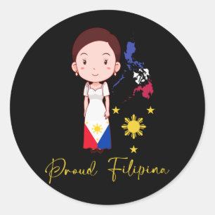 Proud Philippines Woman Filipina Pide Pinay Girl Runder Aufkleber