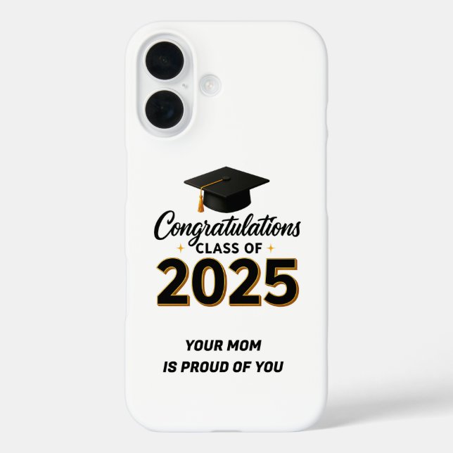 Proud, Protected, and Graduated – Happy Graduation iPhone 16 Hülle (Rückseite)