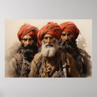 Proud Punjabi Sikh Krieger Aquarellmalerei