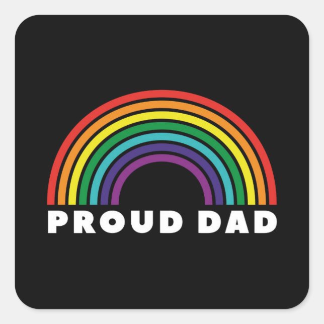 Proud Rainbow Vater Quadratischer Aufkleber (Vorderseite)