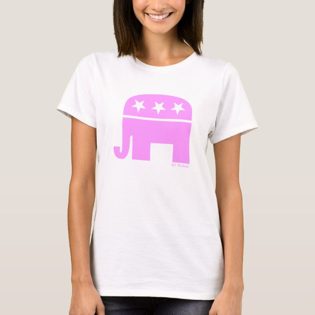Proud republikanische Frau Pink Elephant GOP T-Shirt (Vorderseite)