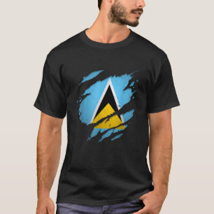 Proud Saint Lucians Torpped Saint Lucia Flag T-Shirt