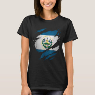 Proud Salvadorian Torn Ripped El Salvador Flag T-Shirt