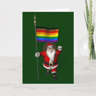 Proud Santa Claus Waves Philly Pride Flag Feiertagskarte