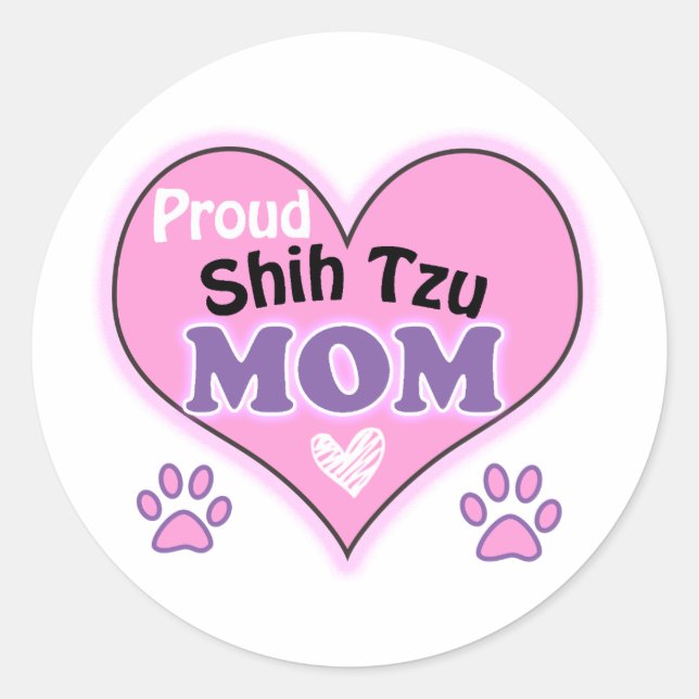 Proud Shih Tzu Mom Runder Aufkleber (Vorderseite)