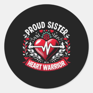 Proud Sister Heart Warrior Chd Awareness Congenita Runder Aufkleber