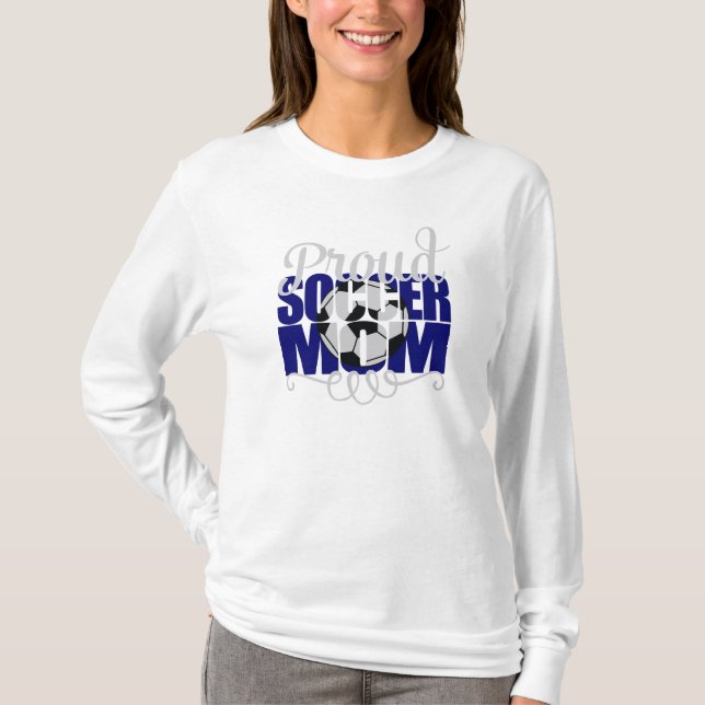 Proud Soccer-Mama mit blauen Buchstaben T-Shirt (Vorderseite)