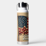 Proud Soul of the 4th of July Trinkflasche<br><div class="desc">A weathered yet proud figure stands before a tattered U.S. flag—his presence a tribute to the enduring spirit of liberty,  resilience,  and the American dream. This image captures the essence of Independence Day with poetic dignity and patriotic strength.</div>