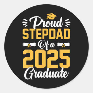 Proud Step Vater einer CL von 2025 Graduate Senior Runder Aufkleber