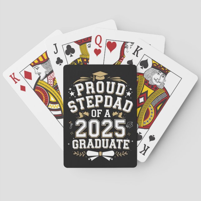 Proud Step Vater eines 2025 Graduate Abschluss Spielkarten (Rückseite)