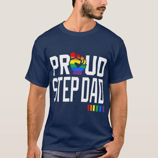 Proud Step Vater Gay Pride Monat LGBQ T-Shirt (Vorderseite)