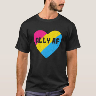 Proud Straight Ally AF Pansexual Heart Gay Pride L T-Shirt