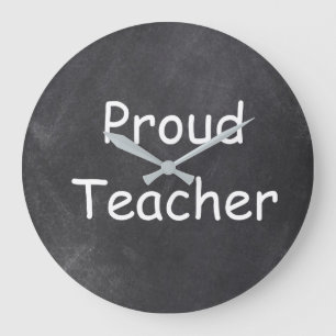 Proud Teacher Chalkboard Design Geschenk Idee Große Wanduhr