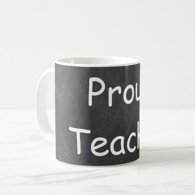 Proud Teacher Chalkboard Design Geschenk Idee Kaffeetasse (Vorderseite Links)
