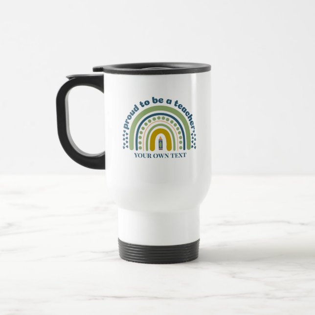 Proud To Be a Teacher Retro Blue Green Reisebecher (Links)