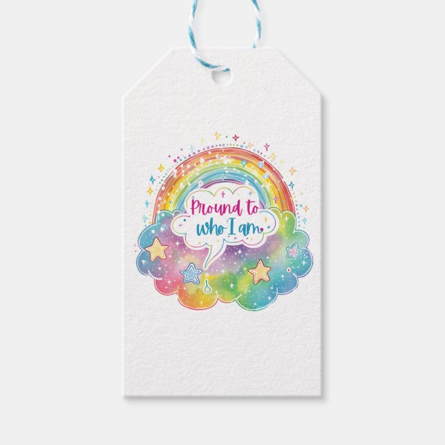 Proud to Who I Am Rainbow Art Self Love Pride Gift Geschenkanhänger (Vorderseite)