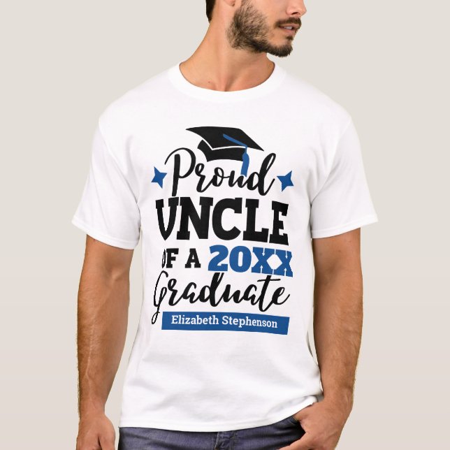 Proud Uncle 2022 Absolvent schwarz blauer Tassel-N T-Shirt (Vorderseite)