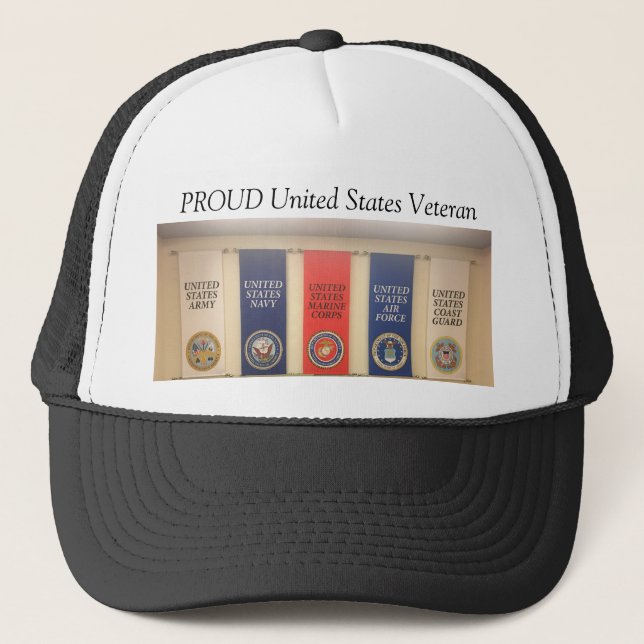 Proud United Staaten Veteran Hat Truckerkappe (Vorderseite)