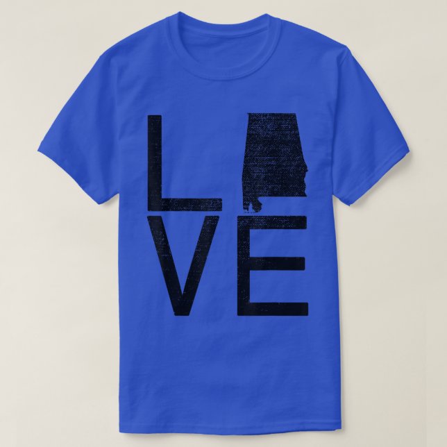 Proud USA Fan StateLOVE Map Alabama  T-Shirt (Design vorne)