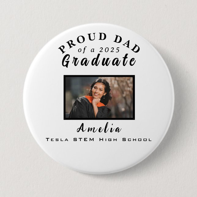 Proud Vater Abschluss 2025 Custom Foto Geschenk Button (Vorderseite)