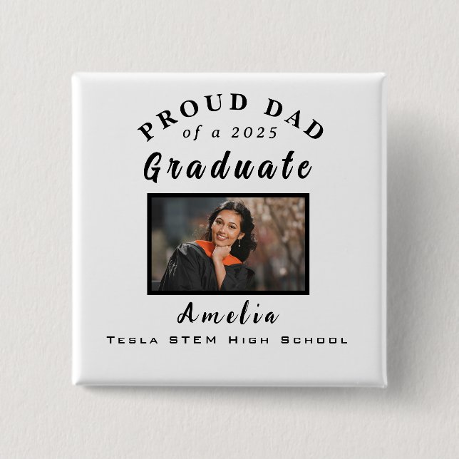 Proud Vater Abschluss 2025 Custom Foto Geschenk Button (Vorderseite)