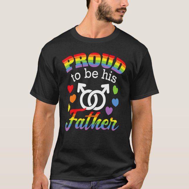 Proud Vater Gay Son Rainbow Pride Flag LGBTQ Paren T-Shirt (Vorderseite)